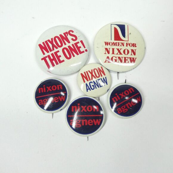 Nixon Agnew Campaign Button Lot Vintage Pins Women for Nixon 1968 President - Picture 1 of 7